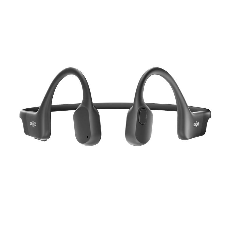 Neckband form factor shown from behind — band wraps behind neck